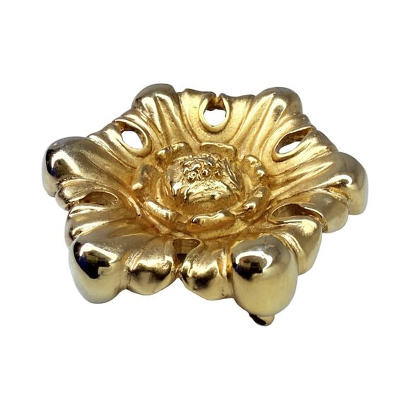 Erwin Pearl Gold Plated Floral Brooch Pin Statement Jewelry Elegant Signed RARE - Picture 10 of 16